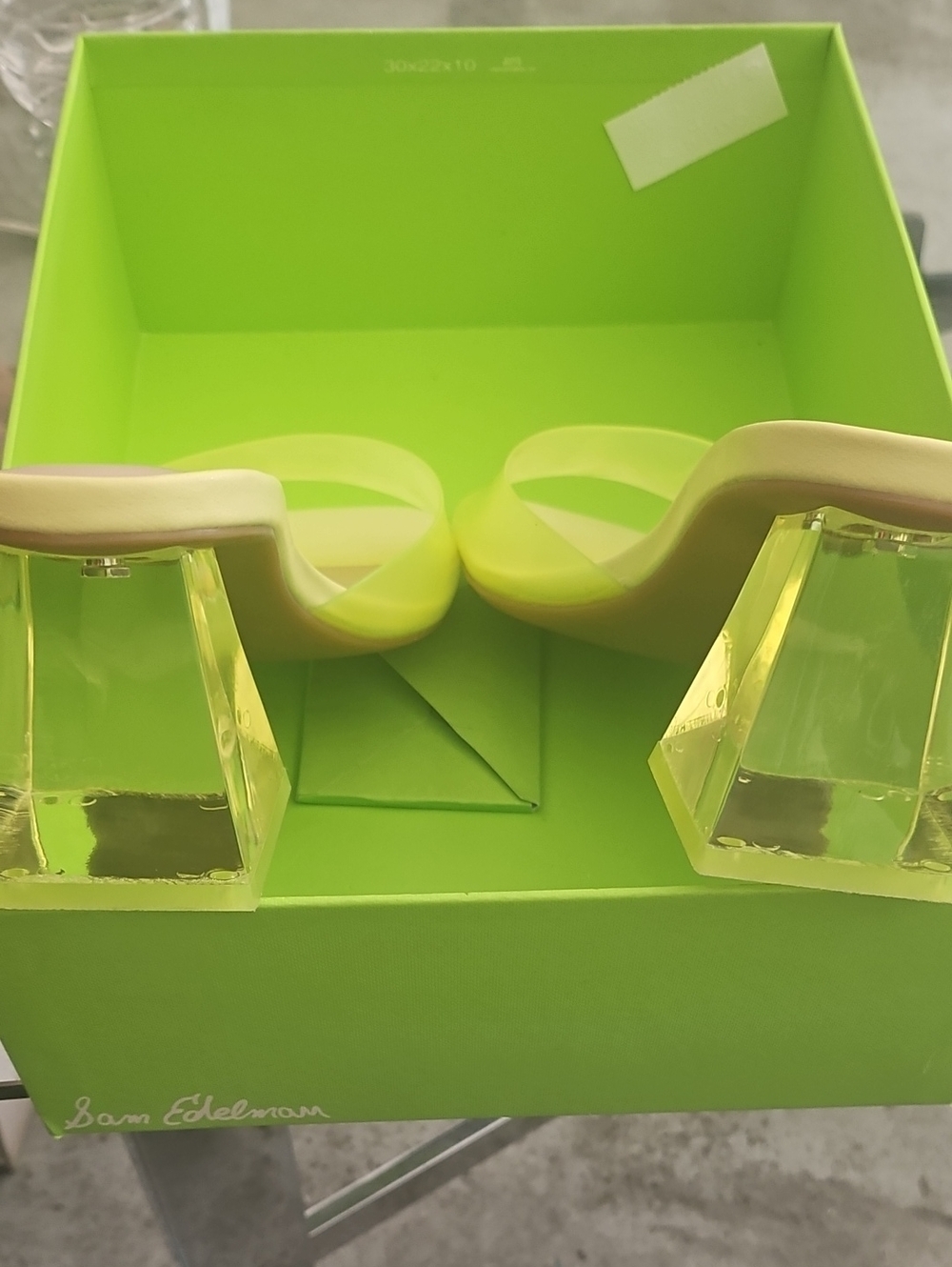 bp Lime Green Clear Strap Slide Sandals - Picture 4 of 5